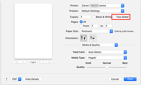 Canon : Inkjet Manuals : GX7000 series : Printing on Postcards
